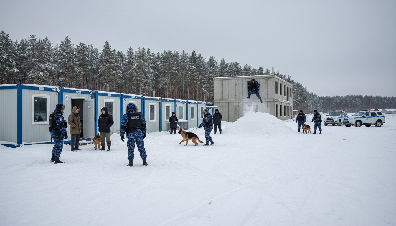 Мигранты бежали в лес и прыгали с этажа при полицейском рейде Сгенерировано