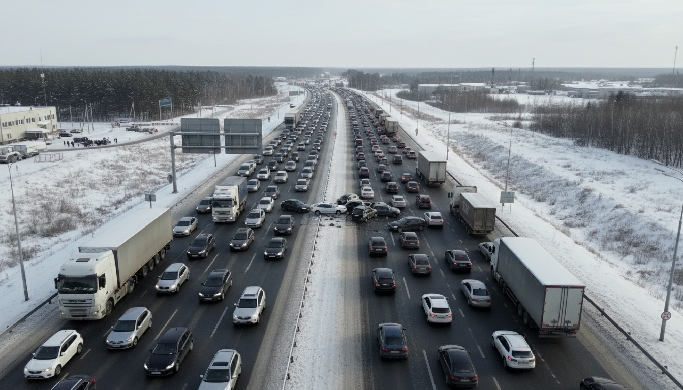 Массовая авария на КАД парализовала движение Сгенерировано