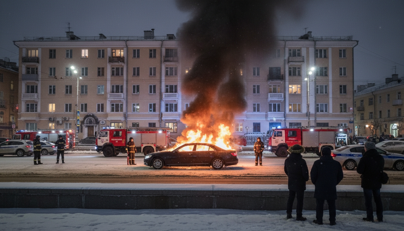 Петербургский автолюбитель спалил &quotМерседес&quot из-за обиды на дорожном конфликте Сгенерировано