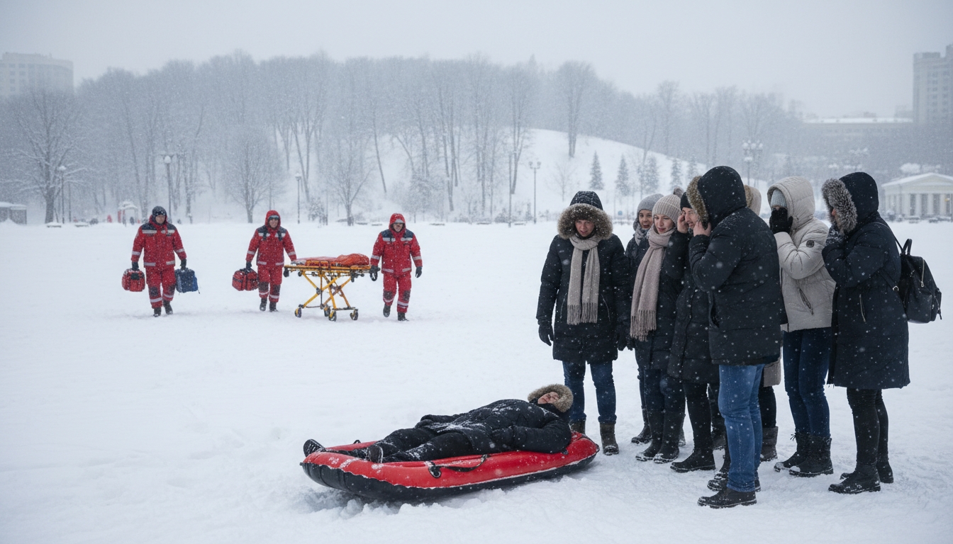 Первый пострадавший от катания на ватрушках в Петербурге Сгенерировано