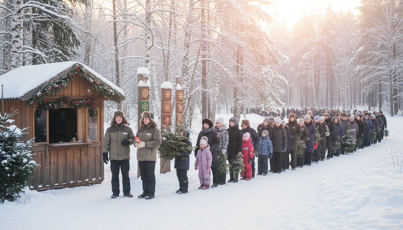 Очереди за бесплатными ёлками и билетами на ёлки в Петербурге Сгенерировано
