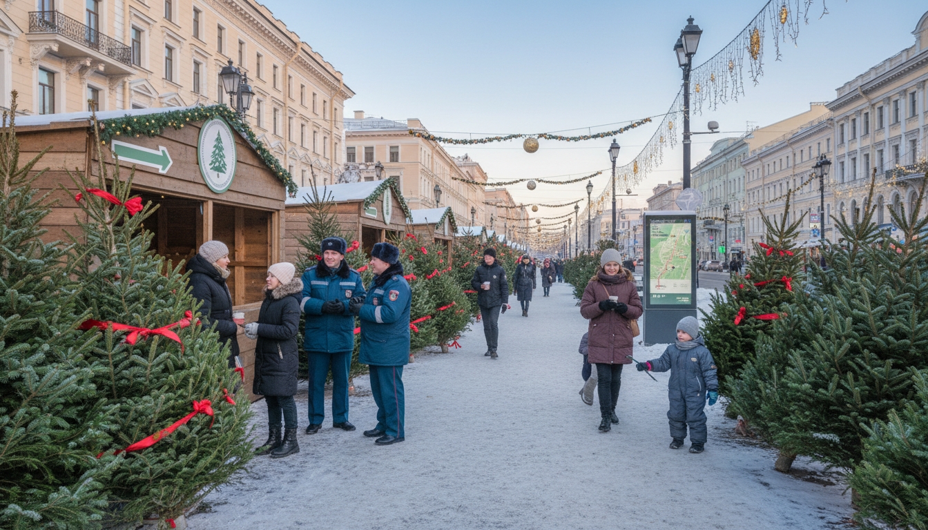 В Петербурге усилили борьбу с незаконными ёлочными базарами Сгенерировано