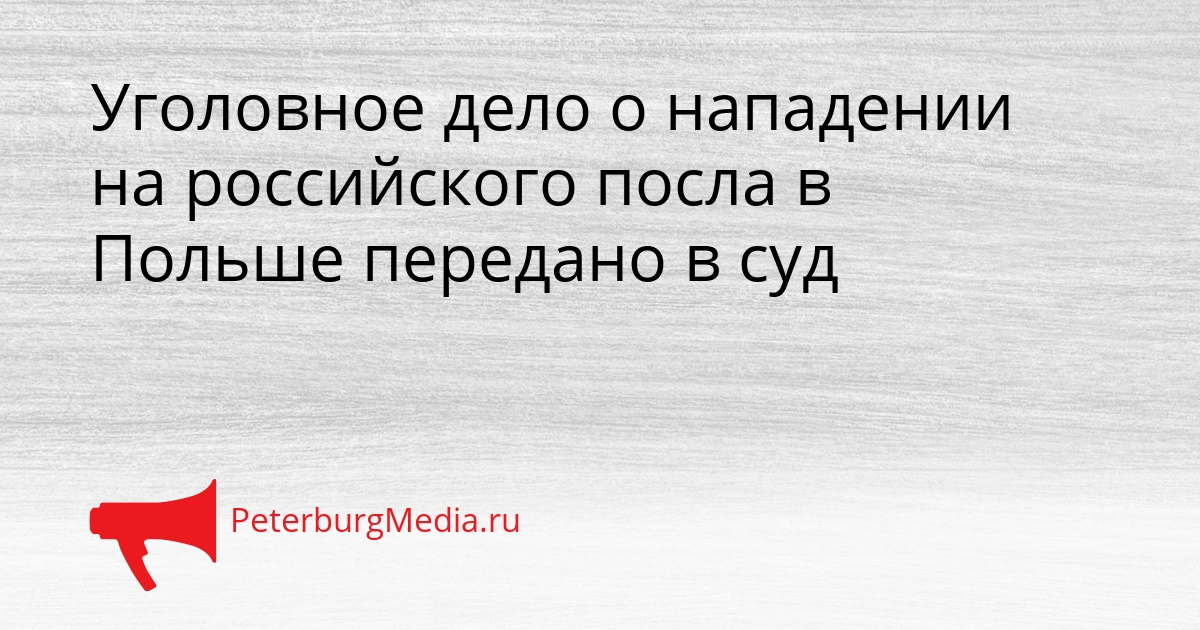 Уголовное дело о нападении на российского посла в Польше передано в суд Сгенерировано