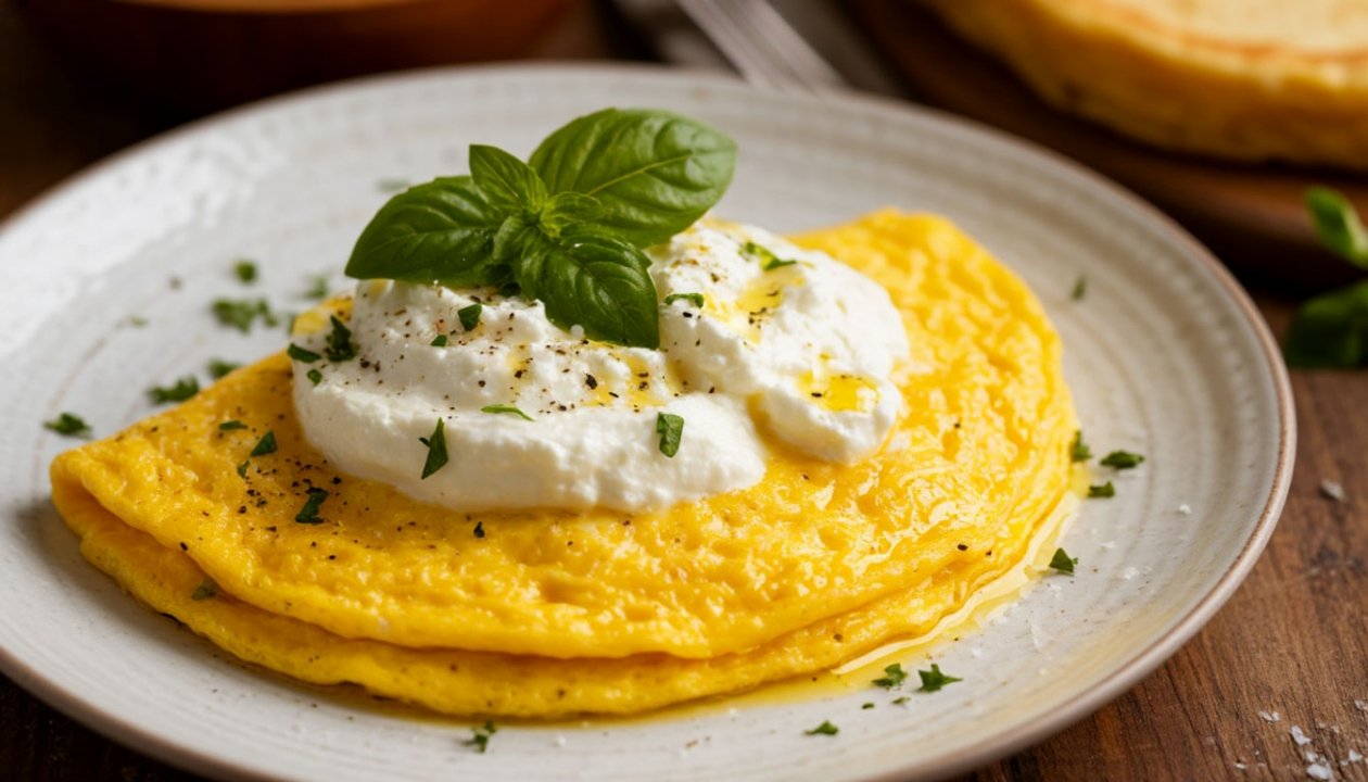 Сделайте утро незабываемым: омлет &quotСолнечный Пик&quot – рецепт, который покорит ваше сердце ИИ Кандинский (18+)