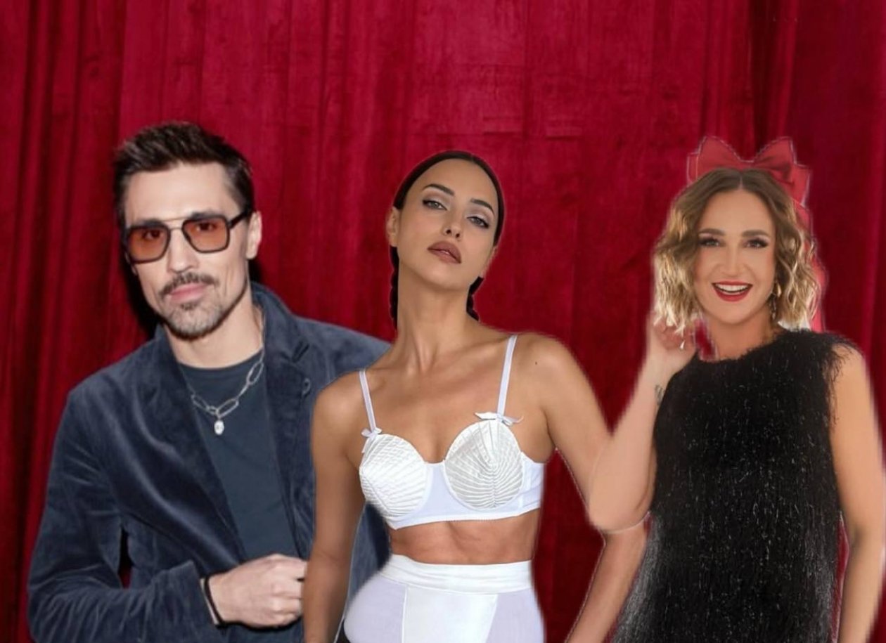 Дима Билан, Ирина Шейк и Ольга Бузова коллаж сгенерирован на основе соцсетей Билана, Шейк и Бузовой