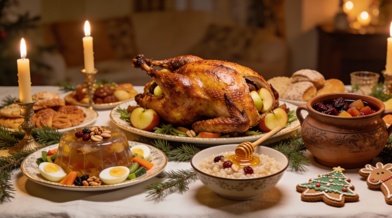 Рождественский стол сгенерировано ИИ Perplexity (18+)