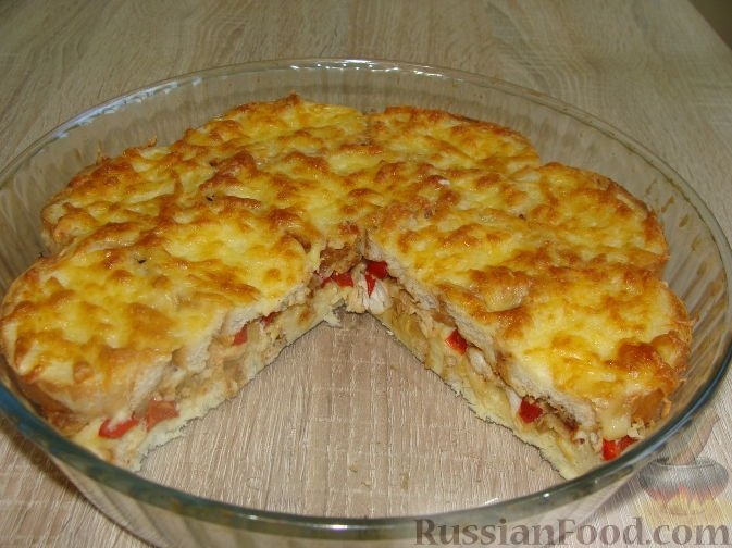Хлебный пирог с курицей russianfood.com