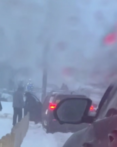 На улицу лучше не идти: из-за снегопада в Москве застревают машины и пешеходы скрин из видео @t.me/moscowmap