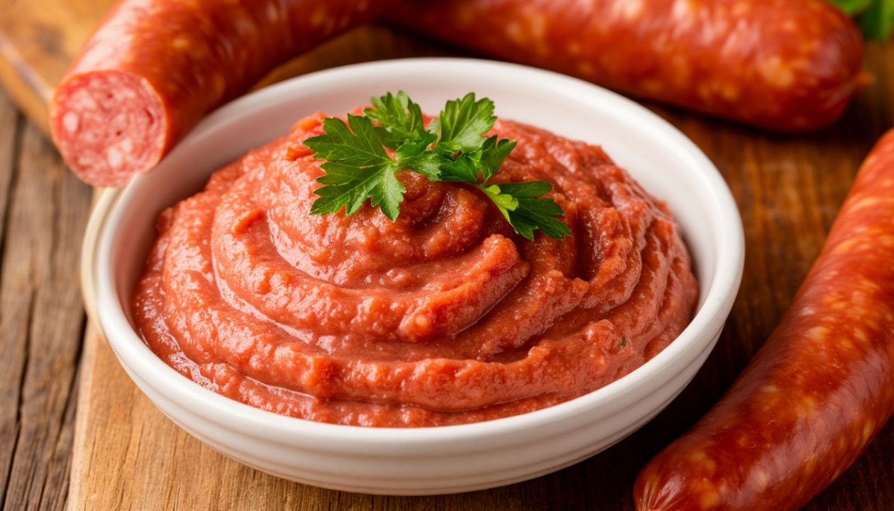 Колбасный паштет с пикантной ноткой – классика советского стола: быстро, просто и очень вкусно ИИ Кандинский (18+)