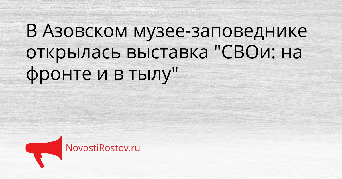 В Азовском музее-заповеднике открылась выставка &quotСВОи: на фронте и в тылу&quot Сгенерировано