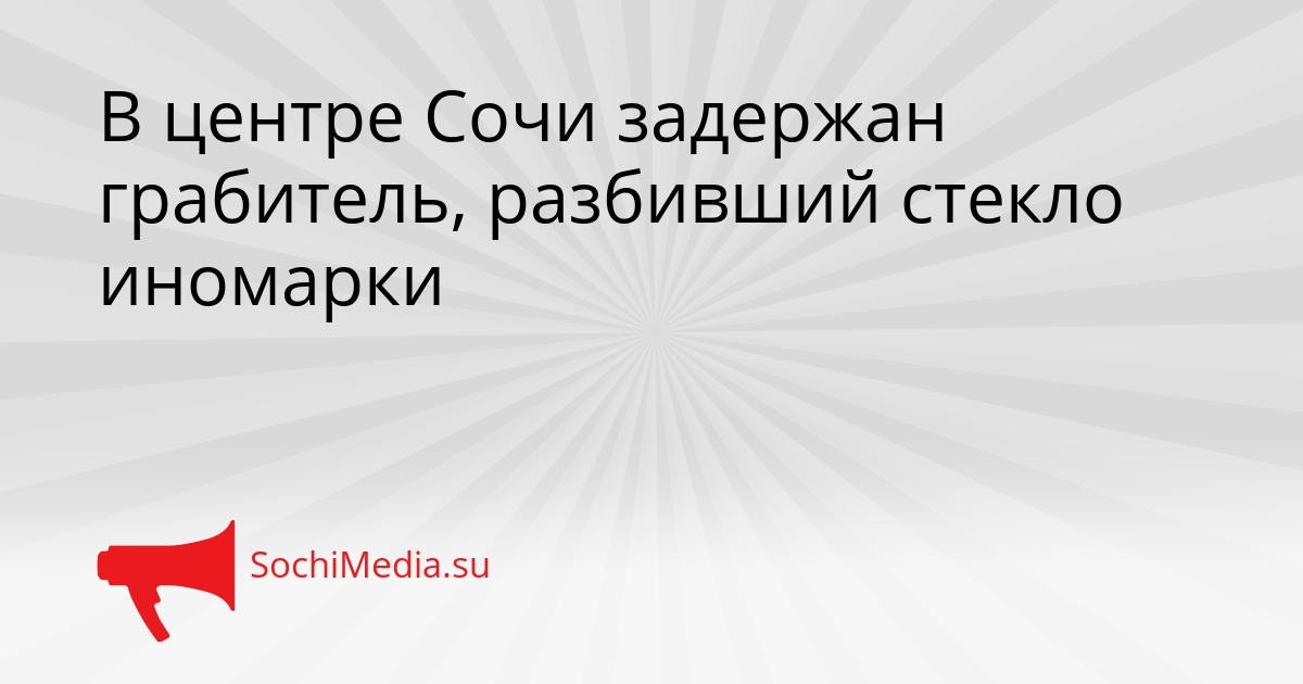 В центре Сочи задержан грабитель, разбивший стекло иномарки Сгенерировано