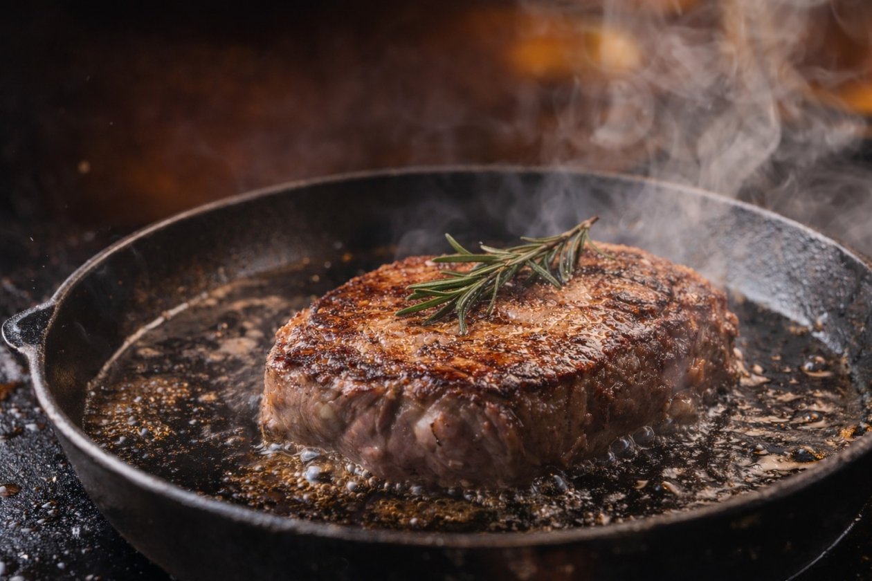 Кидаю на сковороду в масло - и тот самый мужской стейк готов сгенерировано ИИ Qwenlm.ai (18+)