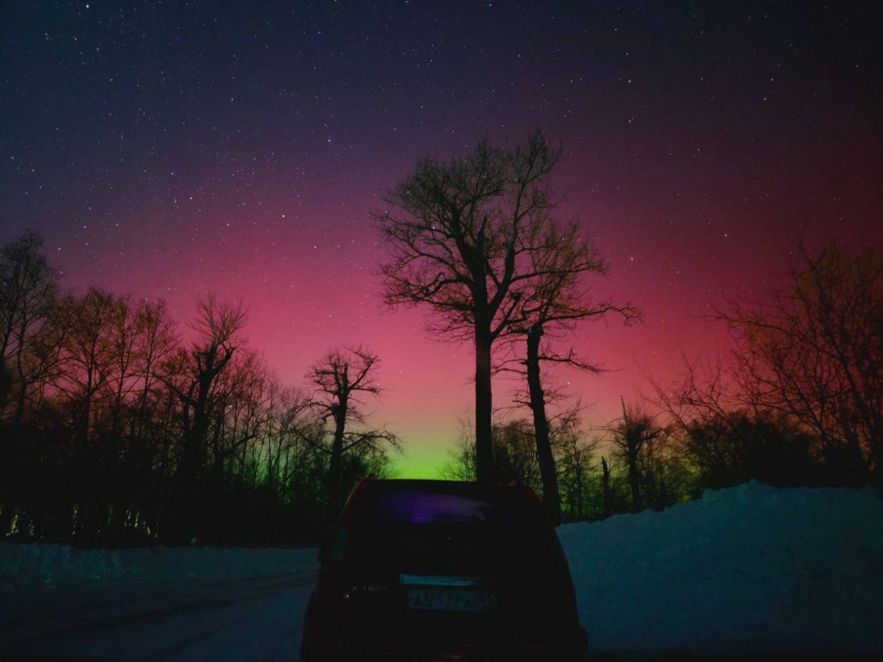 Северное сияние над Камчаткой Соцсети