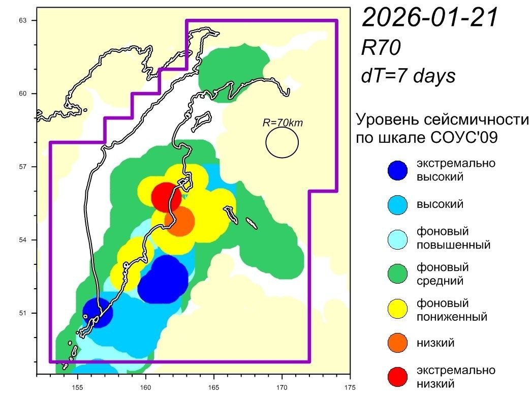 Уровень сейсмичности с 16 по 23 января 2026 года Камчатский филиал ФГБУН ФИЦ &quotЕдиная геофизическая служба Российской академии наук&quot (18+).