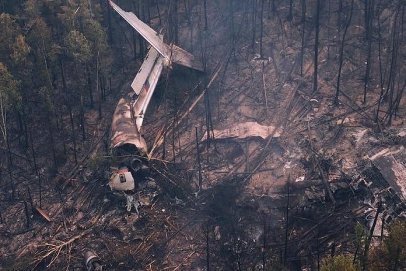 Место крушения Ил-76 Пресс-служба МЧС России