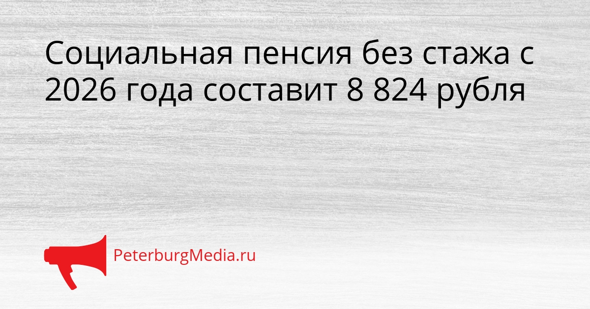 Социальная пенсия без стажа с 2026 года составит 8 824 рубля Сгенерировано