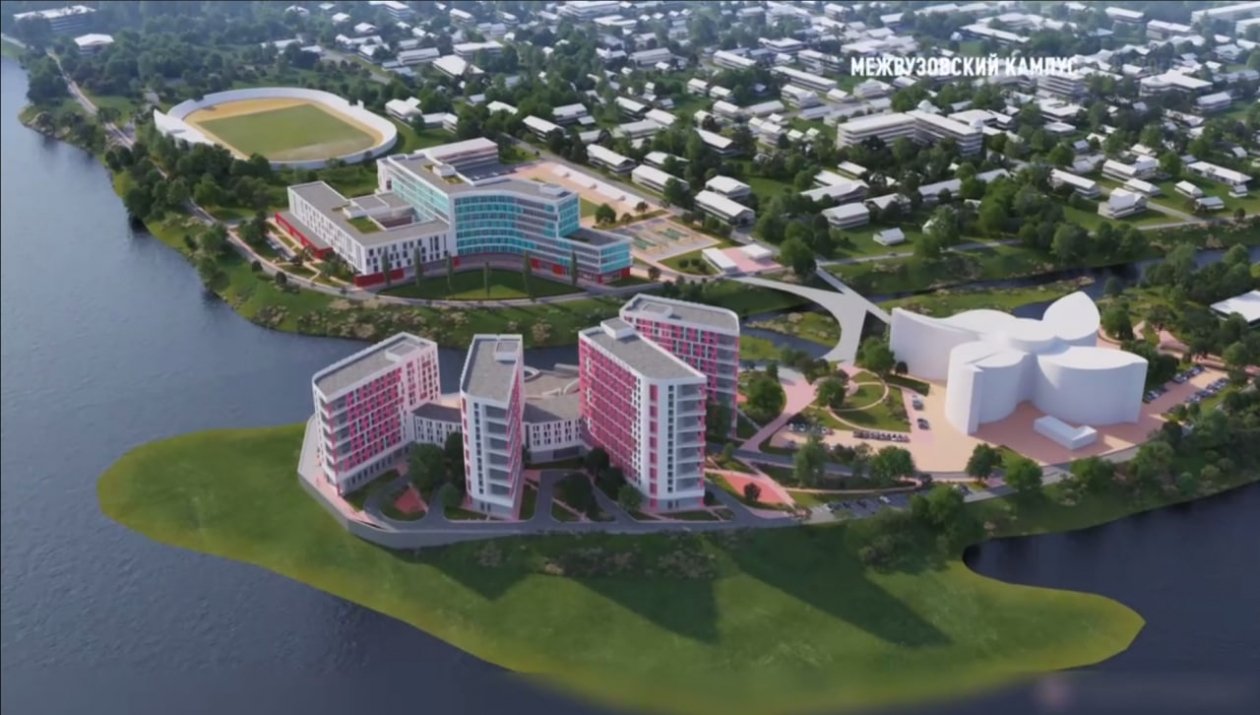 Кампус разместится на двух участках в центре Улан-Удэ — на материковой части и на острове &quotСчастье&quot через протоку реки Уда. правительство Бурятии