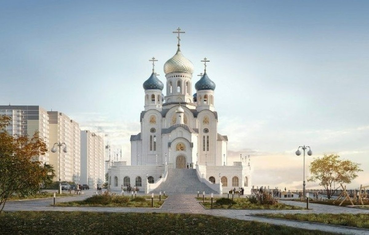 Гордума Краснодара утвердила изъятие части земли в ЮМР под строительство храма Эскиз храма предоставлен Екатеринодарской епархией