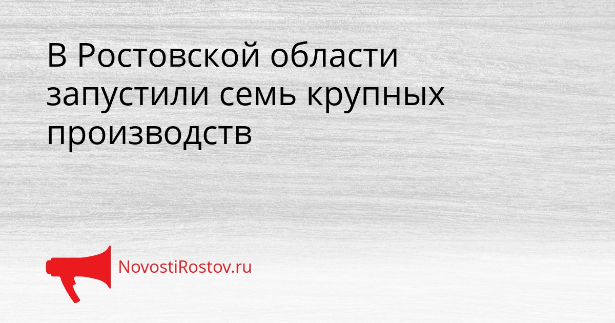В Ростовской области запустили семь крупных производств Сгенерировано