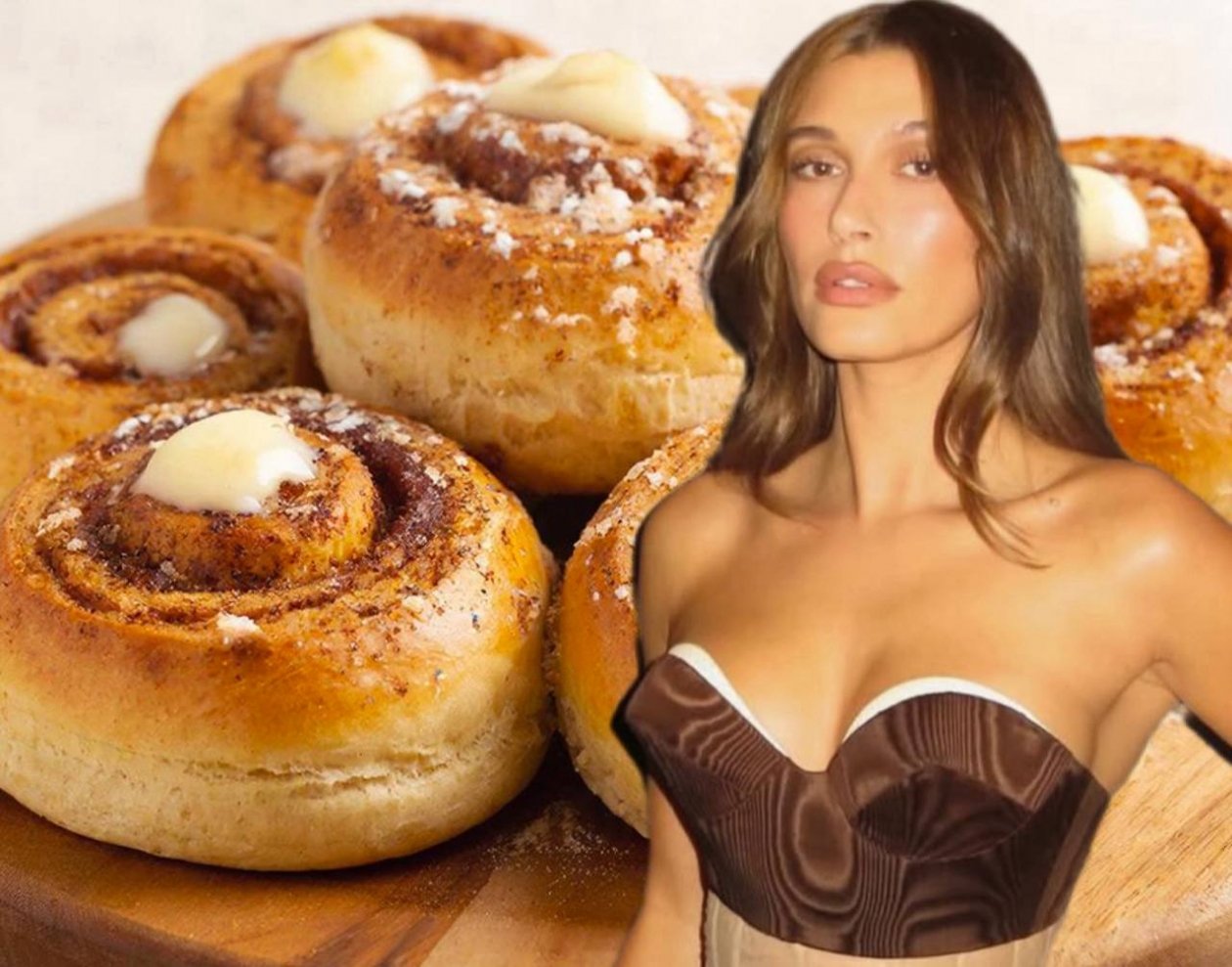 Хейли Бибер коллаж сгенерирован ИА UssurMedia на основе соцсетей Хейли Бибер