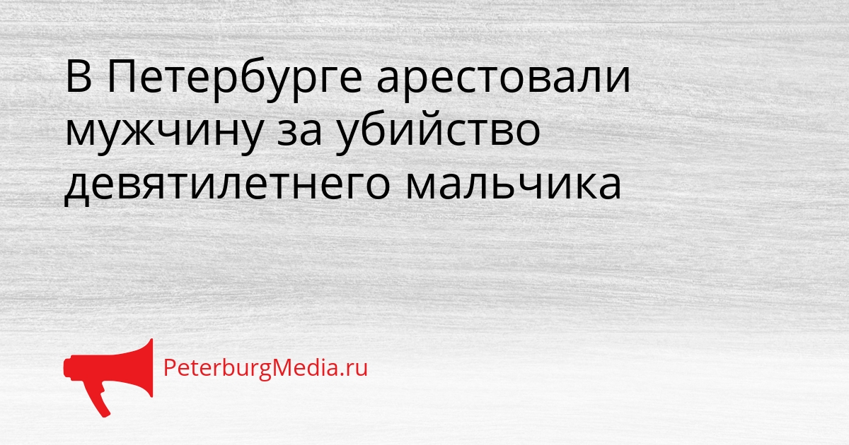 В Петербурге арестовали мужчину за убийство девятилетнего мальчика Сгенерировано