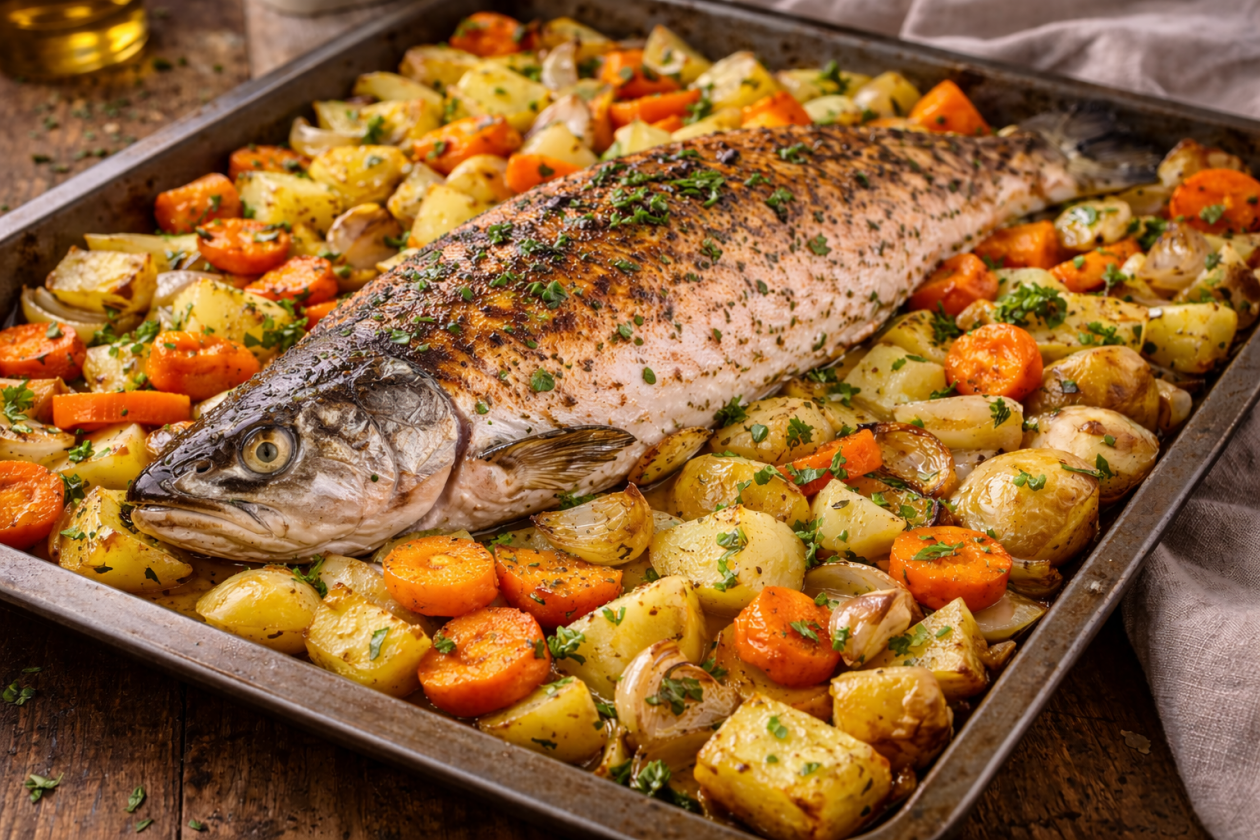 Потрясающе ароматная рыба с овощами - муж всегда просит добавки Kandinsky 5.0 (18+)