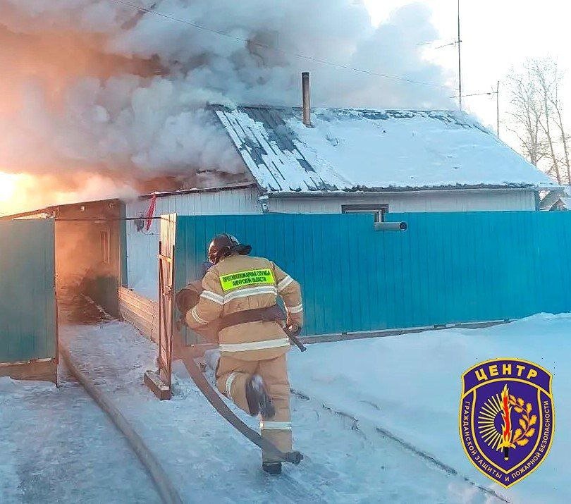 Пожар в Тамбовке тушили утром 8 февраля Амурский центр ГЗ и ПБ