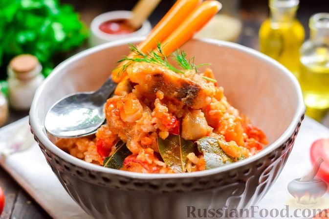 Минтай с овощами и рисом (на сковороде) russianfood.com
