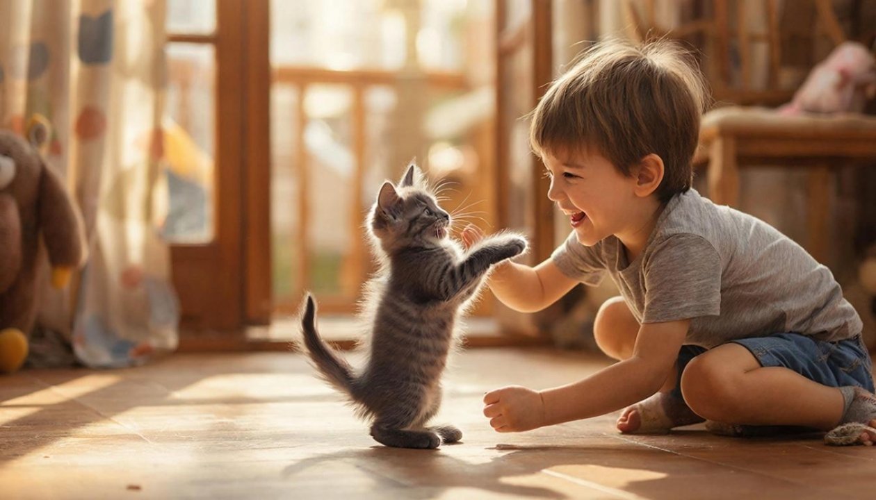 В восторге от этих ласковых пушистиков. Мурлыкают, играют и веселят: 4 породы котов, которые обожают детей ИИ Kandinsky (18+)