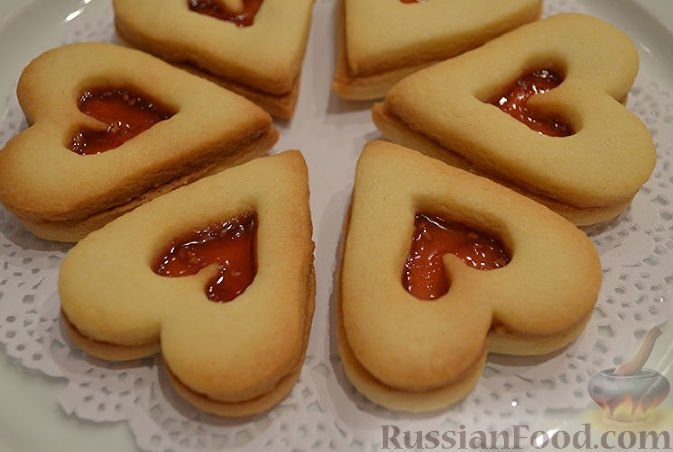 Печенье &quotСердечки&quot с малиновым джемом. Просто и от души - съедобный подарок ко Дню влюблённых russianfood.com
