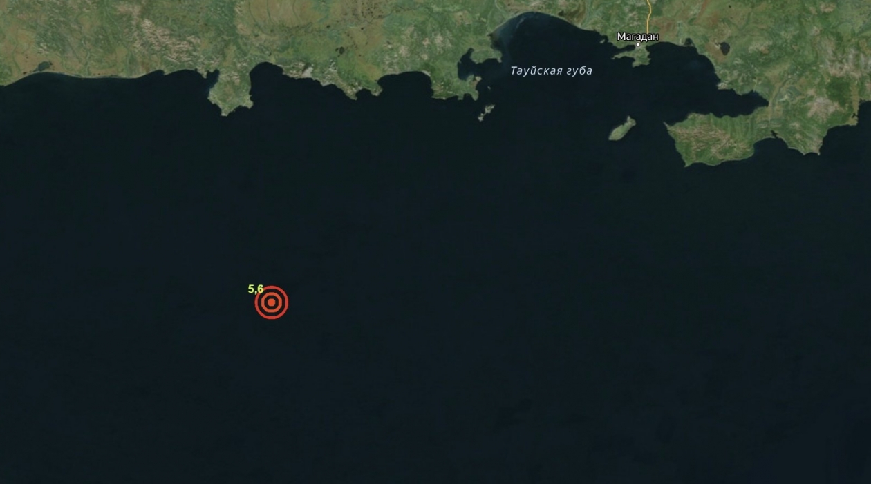 Землетрясение магнитудой 5,6 произошло в Охотском море вблизи Магадана 
