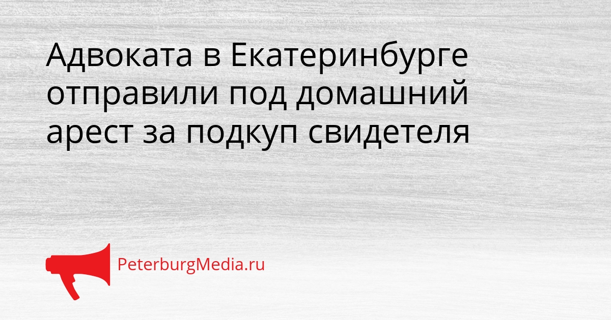 Адвоката в Екатеринбурге отправили под домашний арест за подкуп свидетеля Сгенерировано