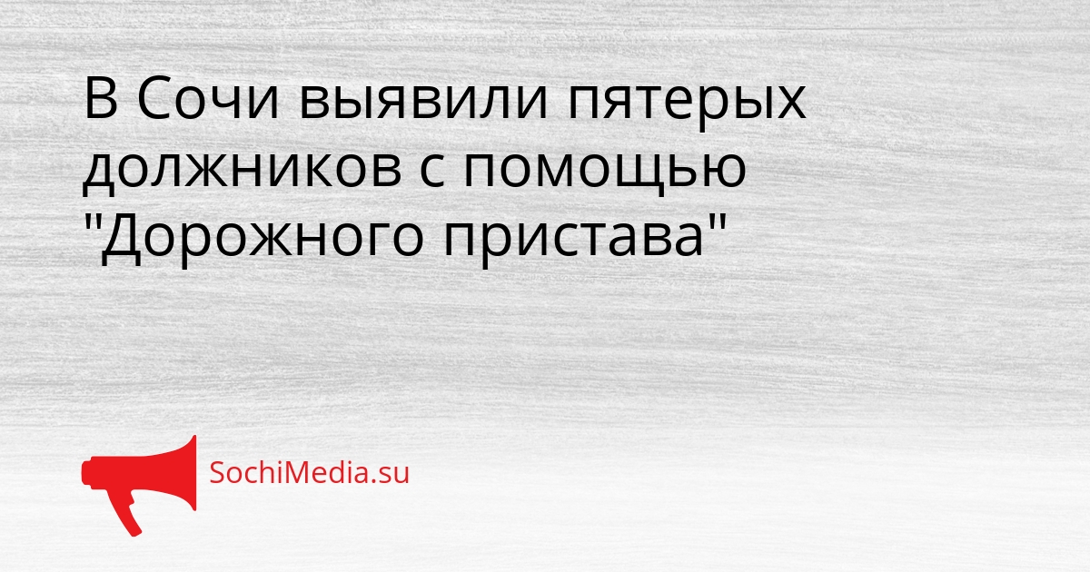 В Сочи выявили пятерых должников с помощью &quotДорожного пристава&quot Сгенерировано