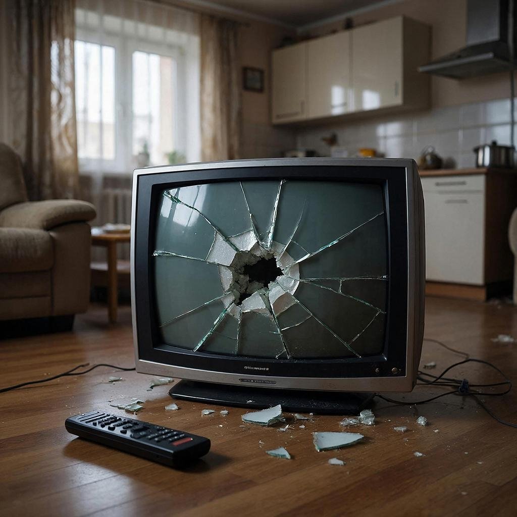 Ревность разбила не только отношения, но и телевизор в Якутии сгенерировано сервисом &quotКандинский&quot (18+)