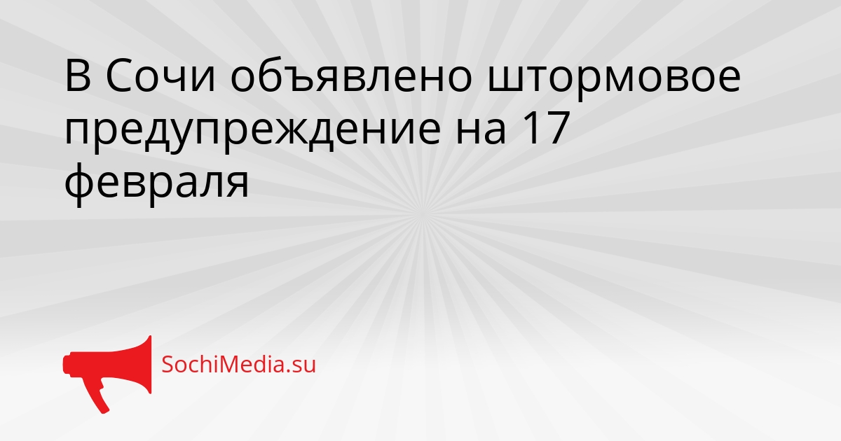 В Сочи объявлено штормовое предупреждение на 17 февраля Сгенерировано