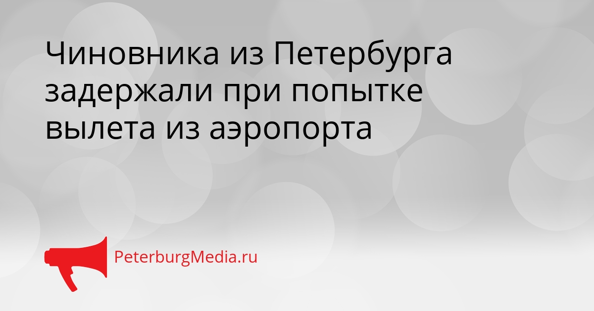 Чиновника из Петербурга задержали при попытке вылета из аэропорта Сгенерировано