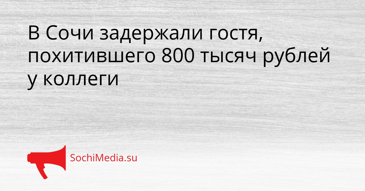 В Сочи задержали гостя, похитившего 800 тысяч рублей у коллеги Сгенерировано
