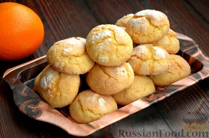 Апельсиновое печенье с трещинками, посыпанное сахарной пудрой - гостям зайдет на &quotура&quot russianfood.com