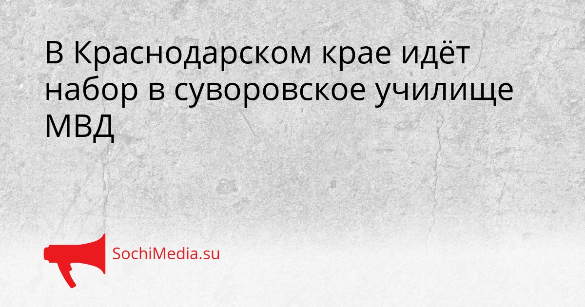 В Краснодарском крае идёт набор в суворовское училище МВД Сгенерировано