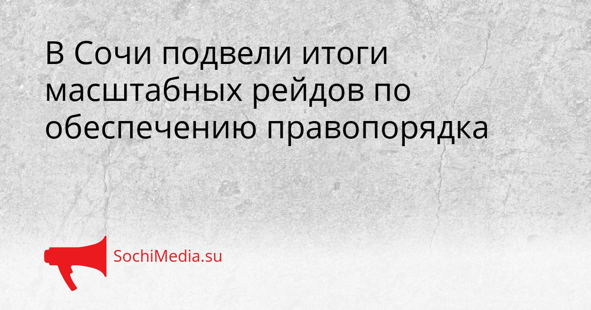 В Сочи подвели итоги масштабных рейдов по обеспечению правопорядка Сгенерировано