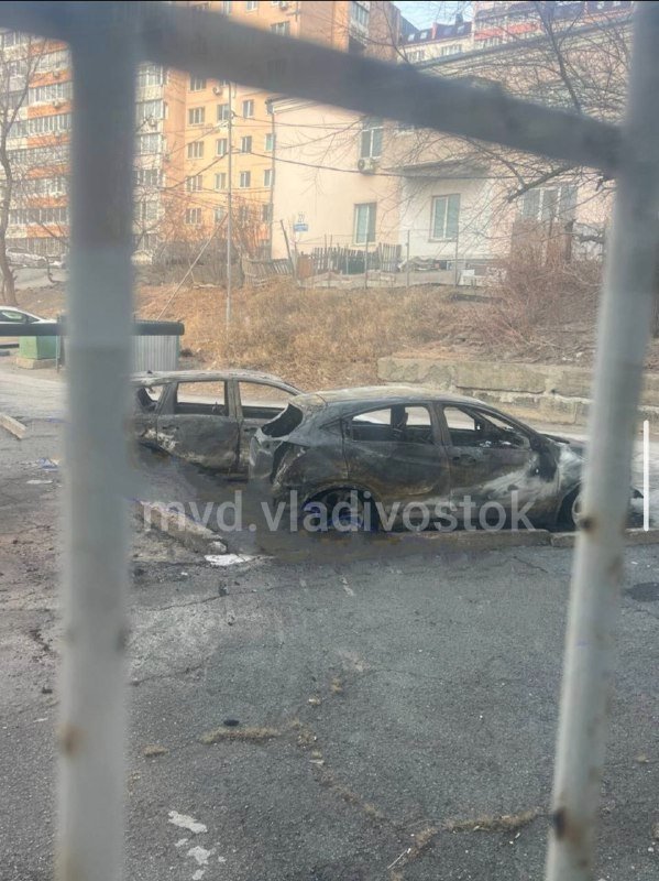 Два автомобиля сгорели в районе Чуркина во Владивостоке Пресс-служба УМВД России по Приморскому краю