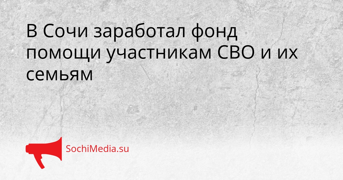 В Сочи заработал фонд помощи участникам СВО и их семьям Сгенерировано
