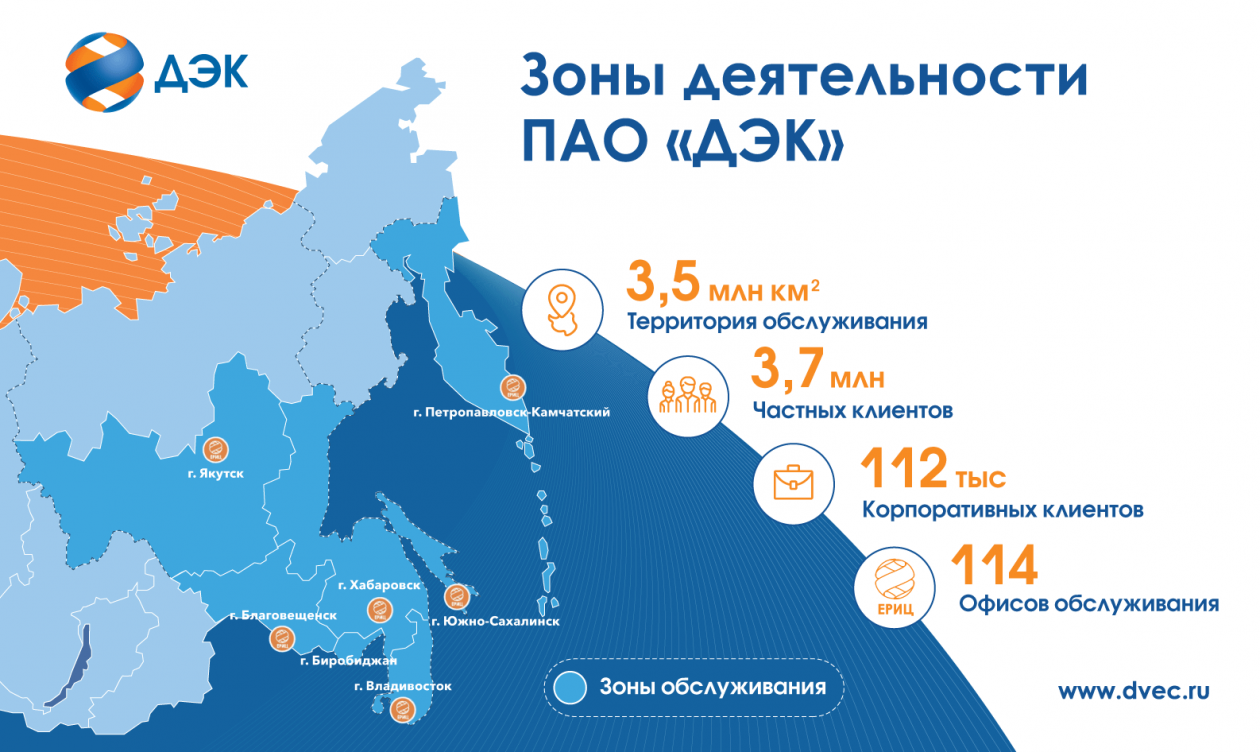 Зоны деятельности ПАО &quotДЭК&quot предоставлено ПАО &quotДЭК&quot