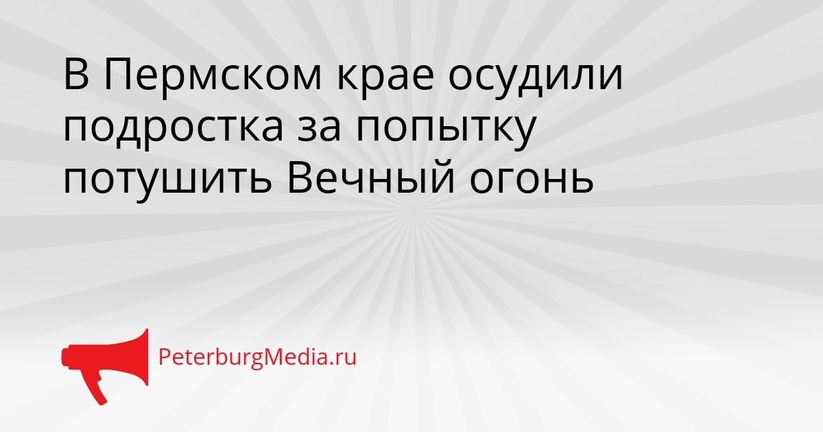 В Пермском крае осудили подростка за попытку потушить Вечный огонь Сгенерировано