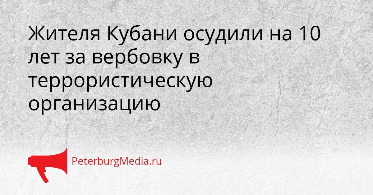 Жителя Кубани осудили на 10 лет за вербовку в террористическую организацию Сгенерировано