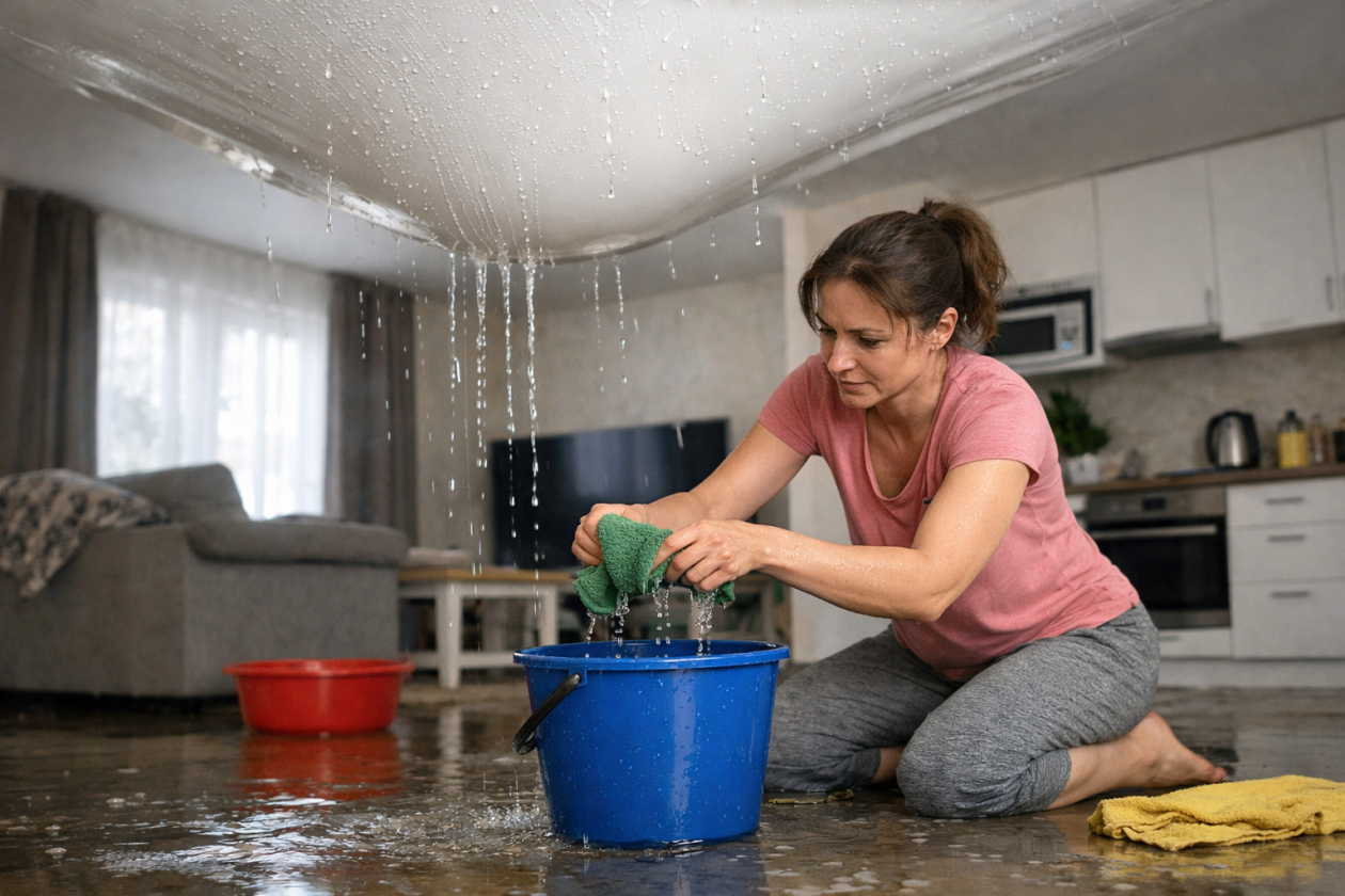 Что делать, если протекла крыша Сгенерировано chat.qwen.ai