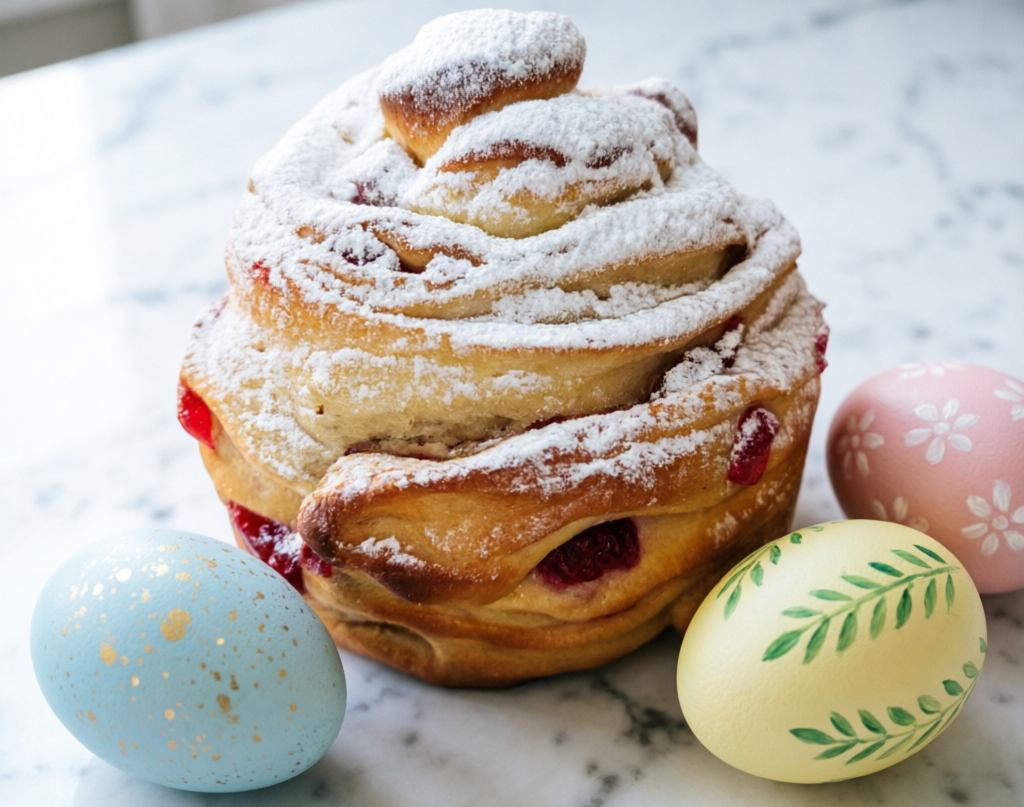 Беру вяленую вишню и горсть фисташек - и готовлю изысканный кулич-краффин: шедевр, который тает во рту ИИ Qwen