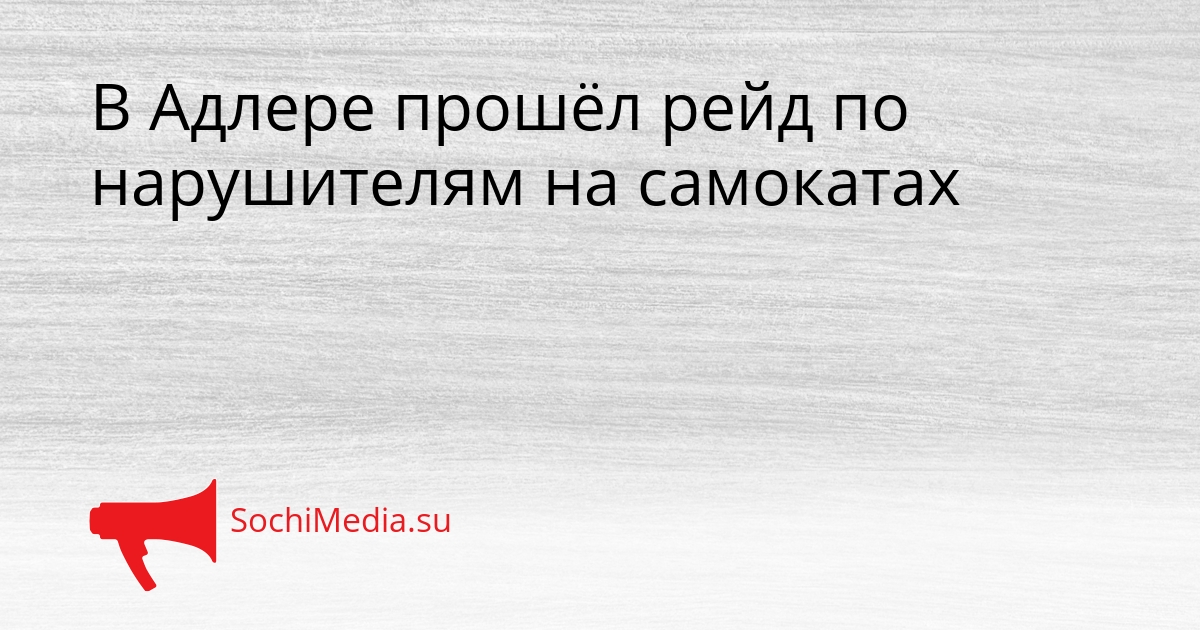 В Адлере прошёл рейд по нарушителям на самокатах Сгенерировано