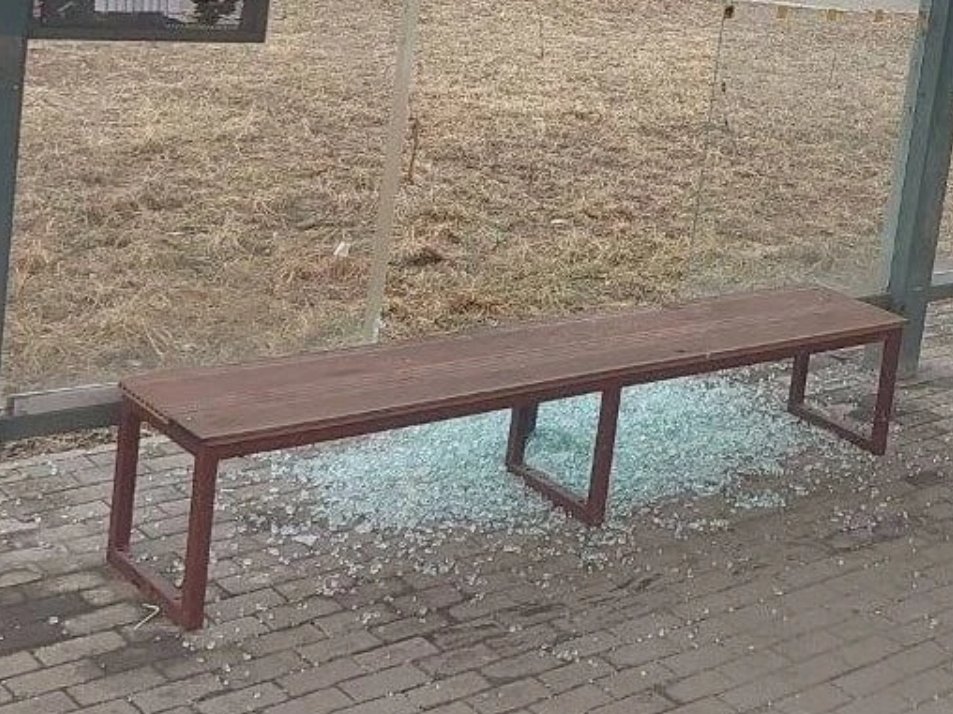 Вандалы разбили стекло на остановке в Биробиджане мэрия Биробиджана