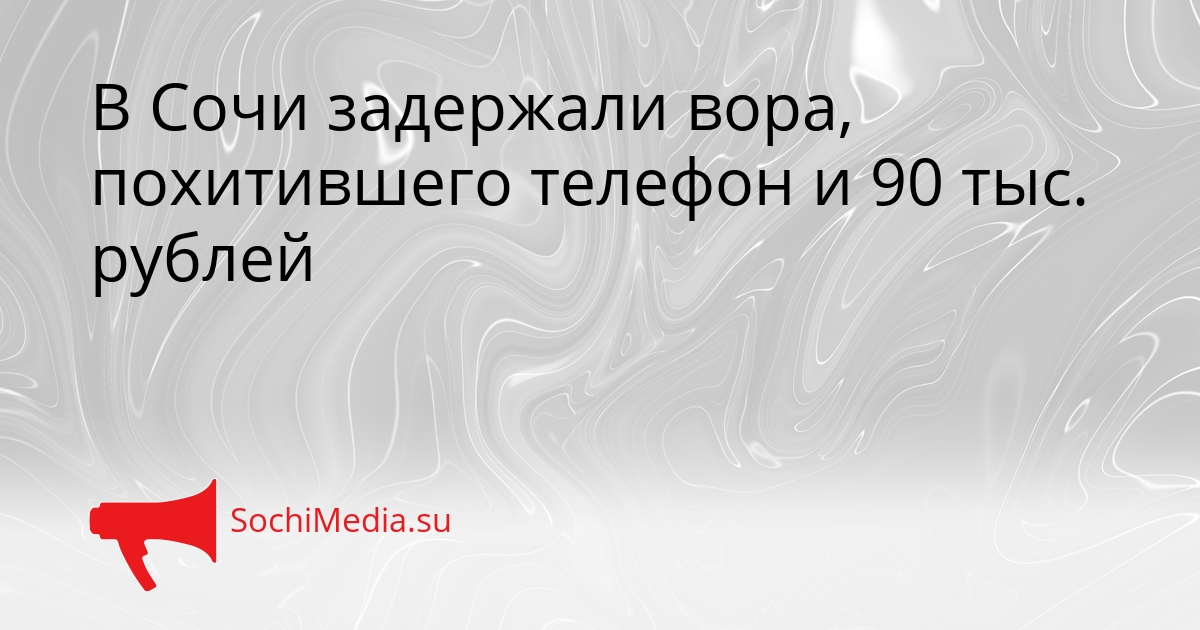 В Сочи задержали вора, похитившего телефон и 90 тыс. рублей Сгенерировано